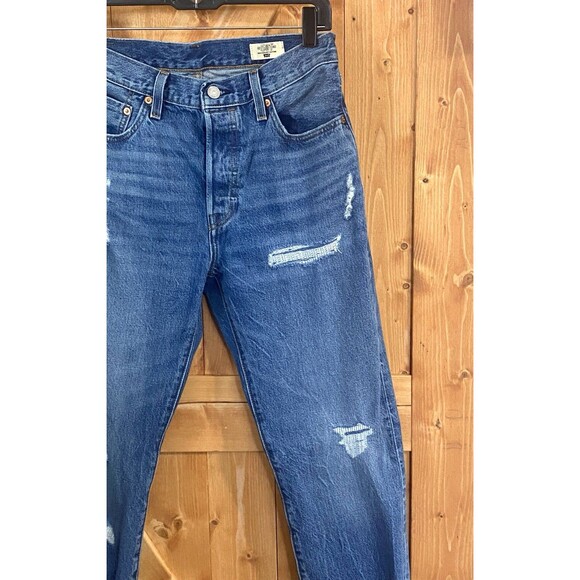 Levi’s 501 Anniversary High Rise Button Fly Jeans Women’s W28 L31 Distressed - Picture 4 of 16